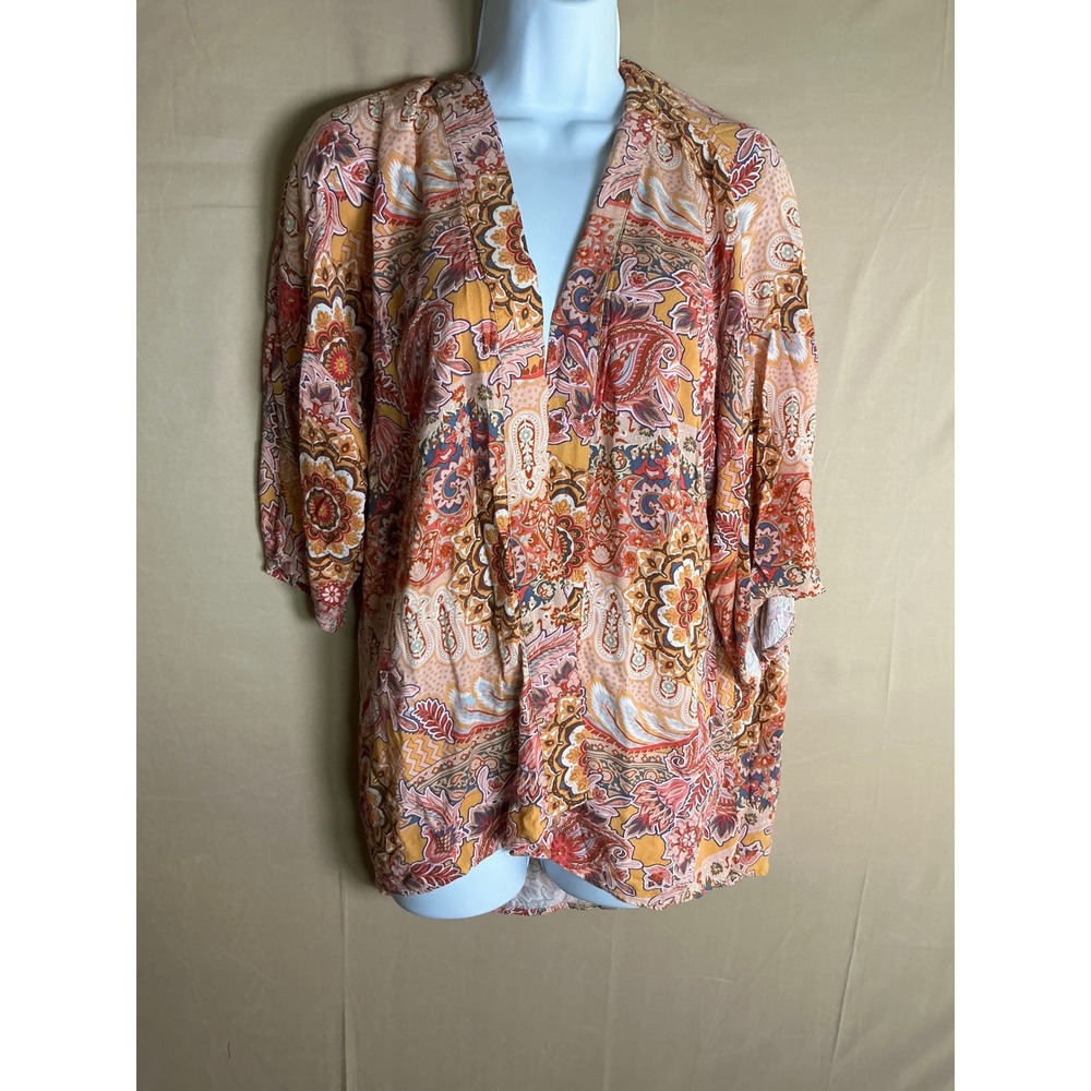 Knox Rose Kimono Cardigan Womens XS/S Multi Paisley Open Front Excellent Boho